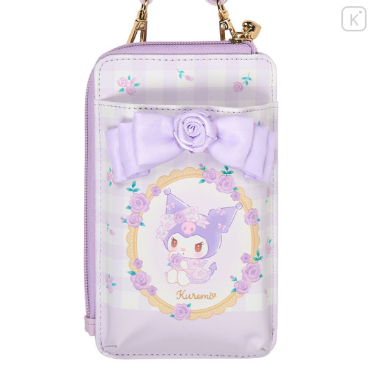 Japan Sanrio Original Smartphone Shoulder Bag - Kuromi / Dolly Rose - 2