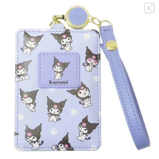 Japan Sanrio Pass Case Card Holder & Reel - Kuromi : Happy - 1