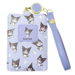 Japan Sanrio Pass Case Card Holder & Reel - Kuromi / Happy