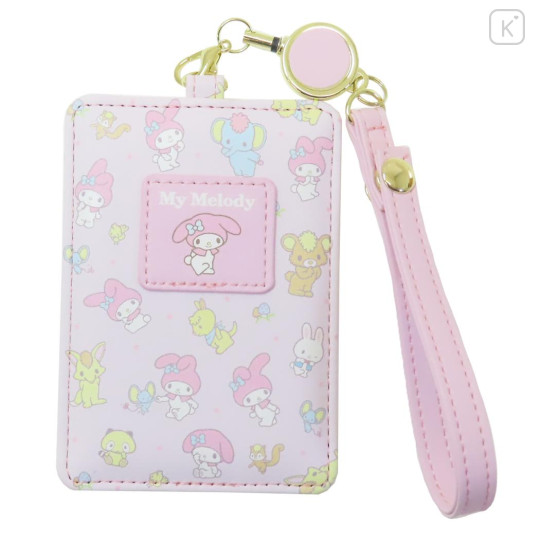 Japan Sanrio Pass Case Card Holder & Reel - My Melody / Happy - 1