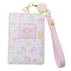 Japan Sanrio Pass Case Card Holder & Reel - My Melody / Happy