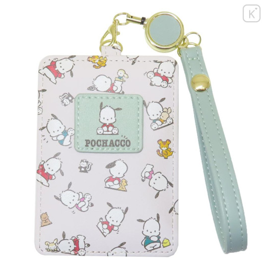 Japan Sanrio Pass Case Card Holder & Reel - Pochacco / Happy - 1