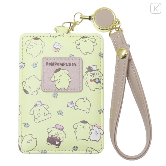 Japan Sanrio Pass Case Card Holder & Reel - Pompompurin / Happy - 1