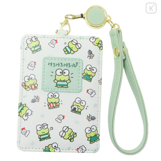 Japan Sanrio Pass Case Card Holder & Reel - Keroppi / Happy - 1