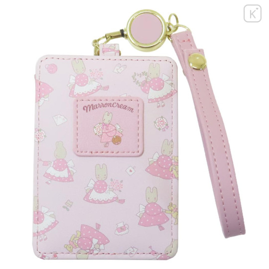 Japan Sanrio Pass Case Card Holder & Reel - Marroncream / Happy - 1