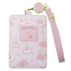 Japan Sanrio Pass Case Card Holder & Reel - Marroncream / Happy