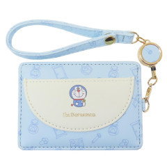 Japan Doraemon Pass Case Card Holder & Reel - Doraemon : Happy