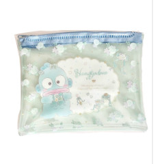 Japan Sanrio Clear Flat Mini Pouch - Hangyodon / Rose Blue