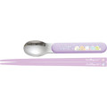 Japan San-X Bento Lunch Cutlery Set Spoon Chopstick - Sumikko Gurashi / Ribbon Sky Party Purple - 2