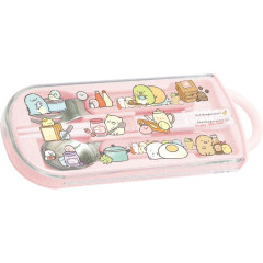 Japan San-X Bento Lunch Cutlery Set Spoon Fork Chopstick - Sumikko Gurashi / Lunchtime Pink