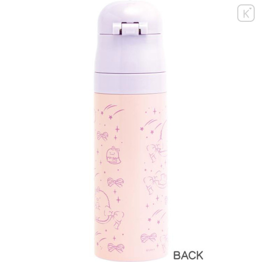 Japan San-X Stainless Steel Bottle With Pouch Shoulder Strap - Sumikko Gurashi : Ribbon Sky Party Pink Purple - 3