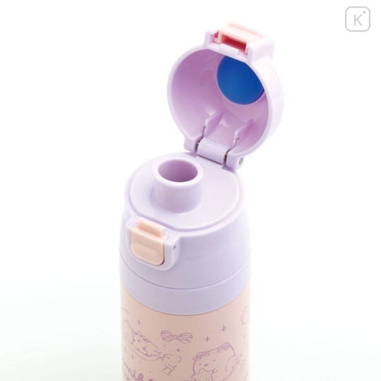 Japan San-X Stainless Steel Bottle With Pouch Shoulder Strap - Sumikko Gurashi : Ribbon Sky Party Pink Purple - 4