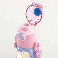 Japan San-X Stainless Steel Bottle With Cup Pouch Shoulder Strap - Sumikko Gurashi : Ribbon Sky Party Pink Purple - 5