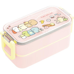 Japan San-X 2 Tier Bento Lunch Box 600ml - Sumikko Gurashi / Lunchtime Pink Yellow