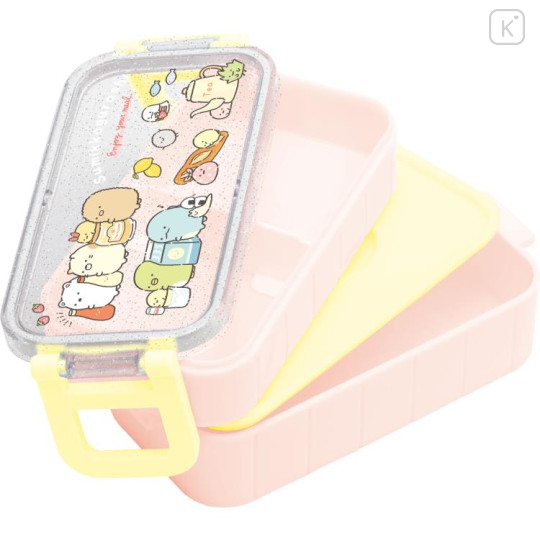 Japan San-X 2 Tier Bento Lunch Box 600ml - Sumikko Gurashi : Lunchtime Pink Yellow - 2