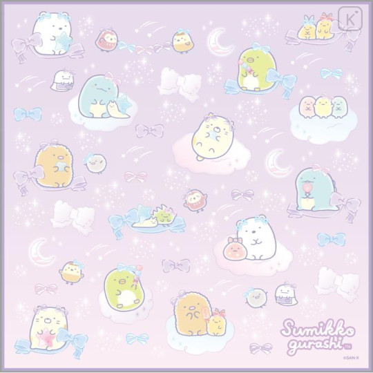 Japan San-X Bento Lunch Cloth - Sumikko Gurashi : Ribbon Sky Party Purple - 1