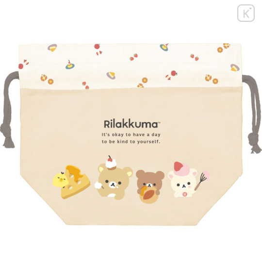 Japan San-X Drawstring Pouch & Lunch Bag - Rilakkuma / Basic Rilakkuma Favorite Things - 1