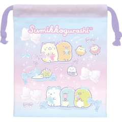 Japan San-X Drawstring Bag - Sumikko Gurashi / Ribbon Sky Party Purple