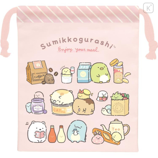 Japan San-X Drawstring Bag - Sumikko Gurashi / Lunchtime Pink - 1