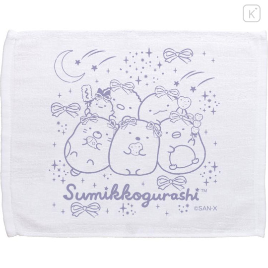 Japan San-X Towel with Case - Sumikko Gurashi : Ribbon Sky Party Blue Purple - 3