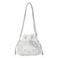 Japan Sanrio Original 2way Drawstring Shoulder Bag - Hello Kitty : Fluffy Snow Rabbit - 1