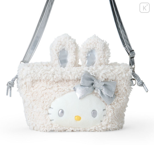 Japan Sanrio Original 2way Drawstring Shoulder Bag - Hello Kitty : Fluffy Snow Rabbit - 2