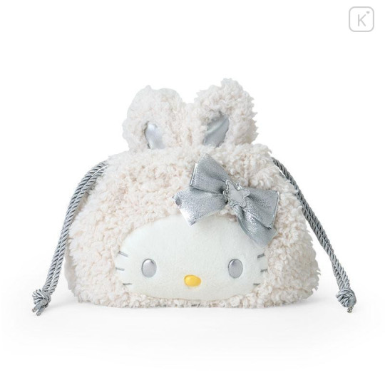 Japan Sanrio Original 2way Drawstring Shoulder Bag - Hello Kitty : Fluffy Snow Rabbit - 5