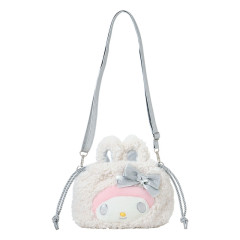 Japan Sanrio Original 2way Drawstring Shoulder Bag - My Melody : Fluffy Snow Rabbit