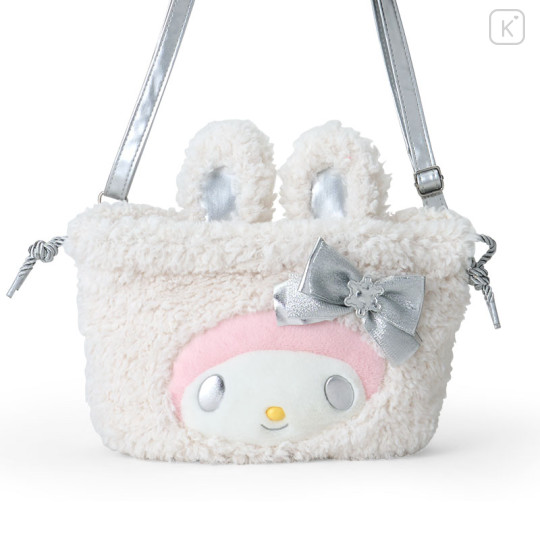 Japan Sanrio Original 2way Drawstring Shoulder Bag - My Melody : Fluffy Snow Rabbit - 2