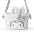 Japan Sanrio Original 2way Drawstring Shoulder Bag - Kuromi : Fluffy Snow Rabbit - 2