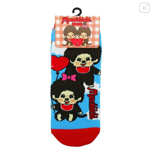 Japan Monchhichi Socks - Blue Sky Balloon Heart - 1