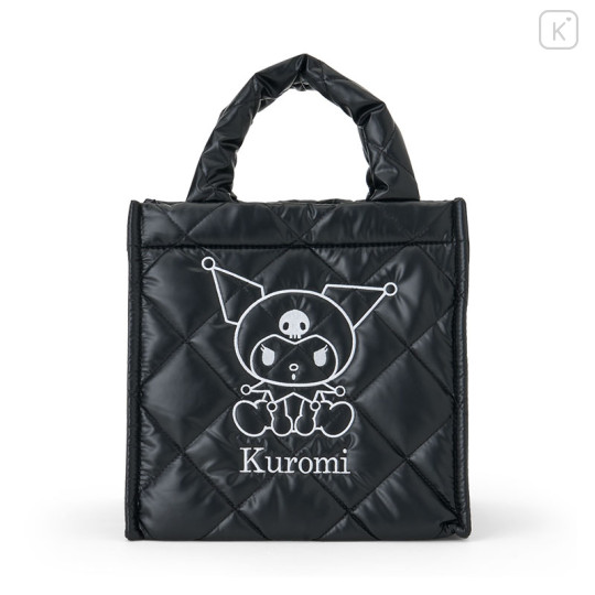 Japan Sanrio Metallic Quilted Cube Bag - Kuromi - 1