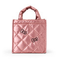 Japan Sanrio Metallic Quilted Cube Bag - Hello Kitty : Pink - 2