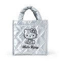 Japan Sanrio Metallic Quilted Cube Bag - Hello Kitty : Silver - 1