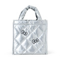 Japan Sanrio Metallic Quilted Cube Bag - Hello Kitty : Silver - 2