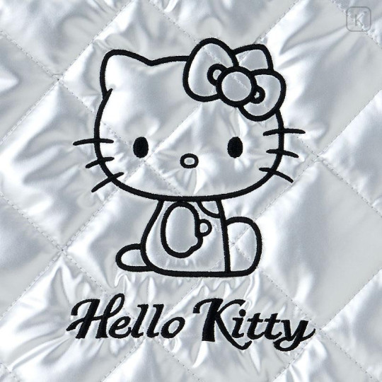 Japan Sanrio Metallic Quilted Cube Bag - Hello Kitty : Silver - 4