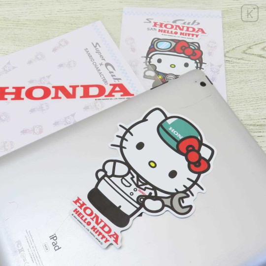 Japan Sanrio Big Vinyl Sticker - Hello Kitty : Honda Motorcycle Engineer - 2