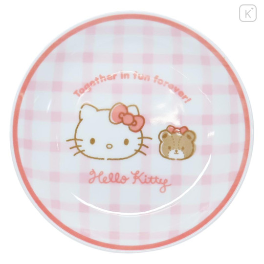 Japan Sanrio Porcelain Small Plate - Hello Kitty : Tiny Chum Red Gingham - 1