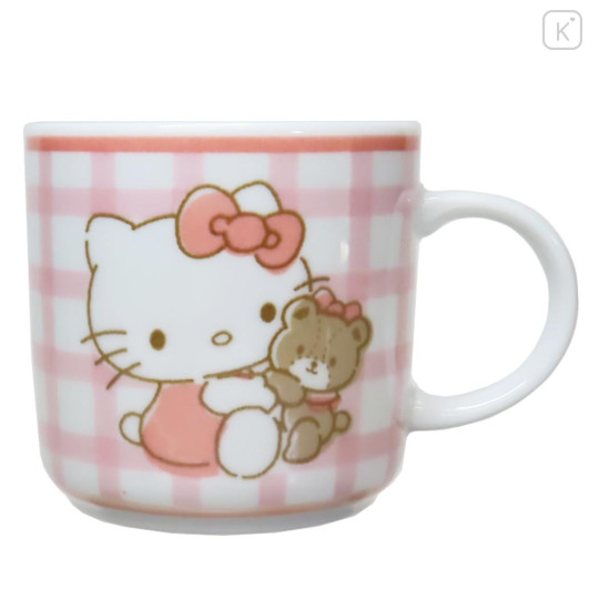 Japan Sanrio Porcelain Mug - Hello Kitty : Tiny Chum Red Gingham - 1