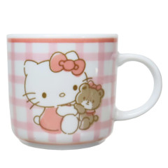 Japan Sanrio Porcelain Mug - Hello Kitty / Tiny Chum Red Gingham