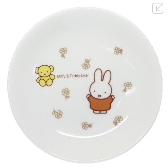 Japan Miffy Porcelain Small Plate - Flower Miffy & Teddy Bear - 1