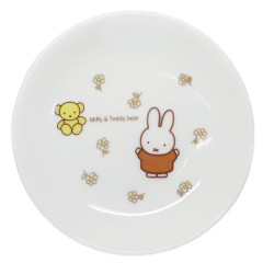 Japan Miffy Porcelain Small Plate - Flower Miffy & Teddy Bear