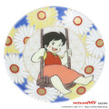 Japan Heidi, Girl of the Alps Kutani Ware Small Plate - Chrysanthemum Playing Swing - 1