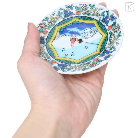 Japan Heidi, Girl of the Alps Kutani Ware Small Plate - Playing Swing With Birds - 2