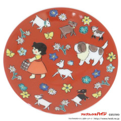 Japan Heidi, Girl of the Alps Kutani Ware Small Plate - Animals Walk Red