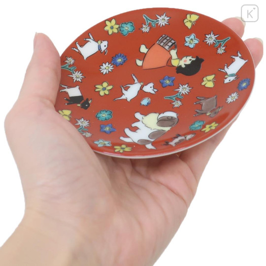 Japan Heidi, Girl of the Alps Kutani Ware Small Plate - Animals Walk Red - 2