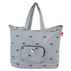 Japan Sanrio Rootote Grande Packable Tote Bag - Hello Kitty : Black Houndstooth Travel
