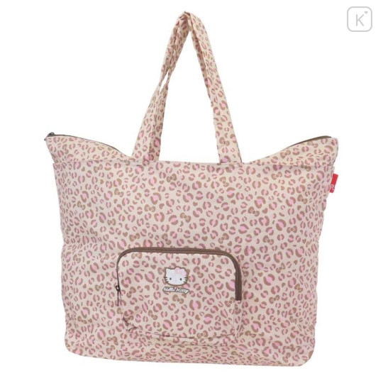Japan Sanrio Rootote Grande Packable Tote Bag - Hello Kitty : Leopard Travel - 1