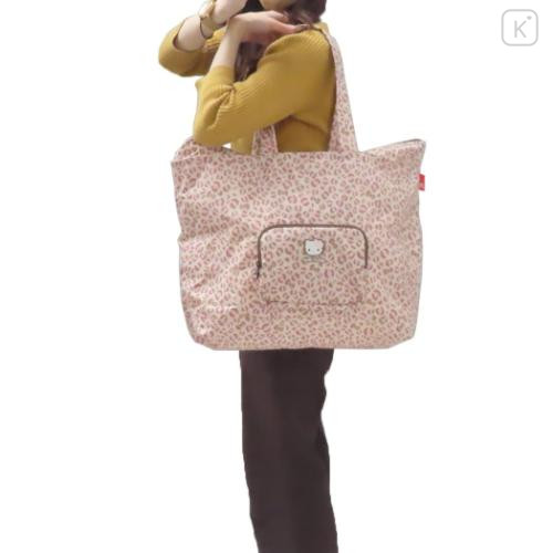 Japan Sanrio Rootote Grande Packable Tote Bag - Hello Kitty : Leopard Travel - 6