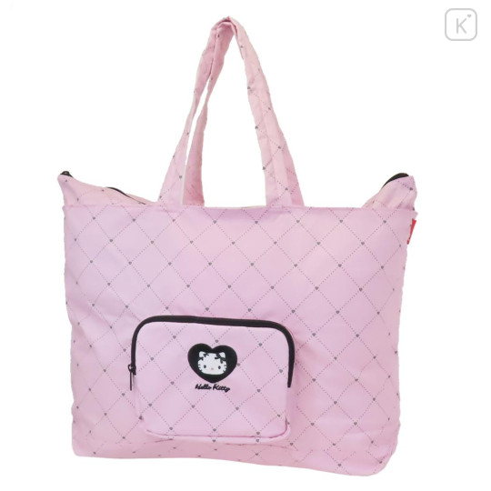 Japan Sanrio Rootote Grande Packable Tote Bag - Hello Kitty : Pink Heart Travel - 1